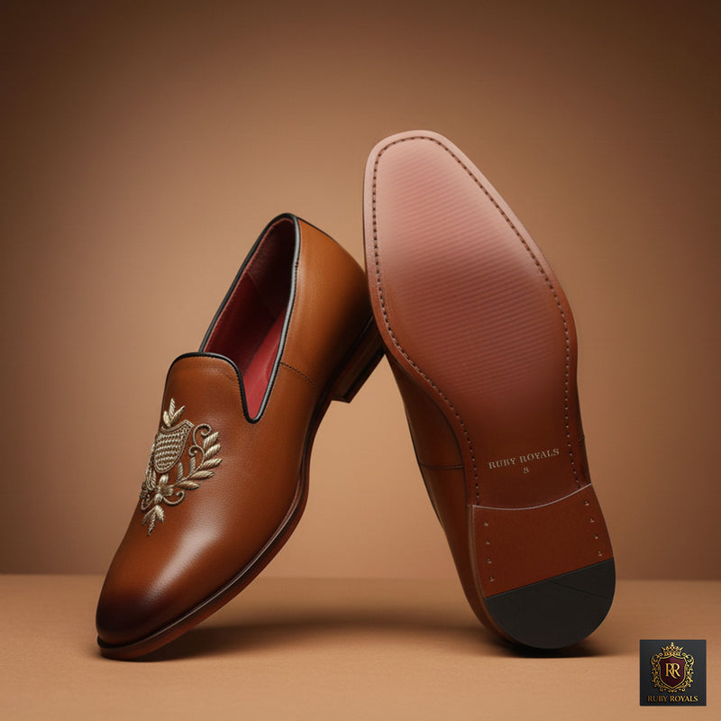 Majestic Ornate – Imperial Crest Tan Shaded Leather | Ruby Royals