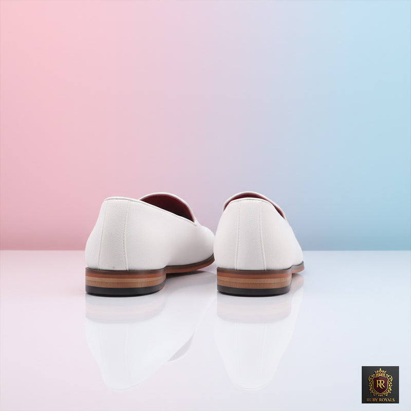 Majestic Ornate – Royal Ivory Shield Crest Suede Loafers | Ruby Royals