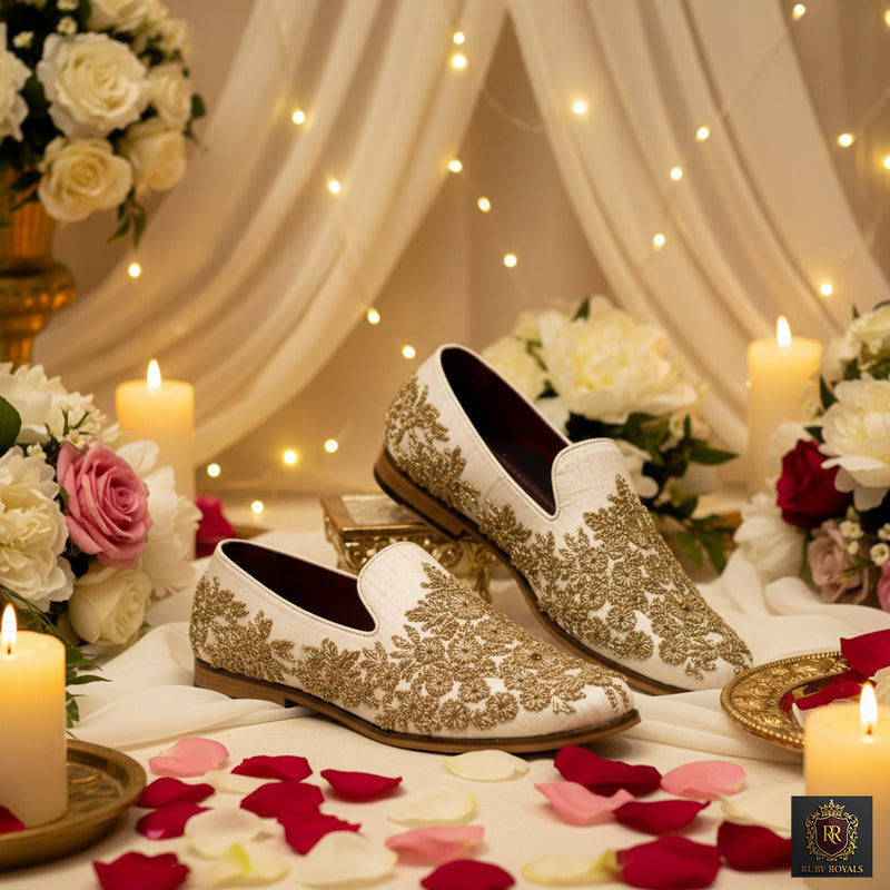 Majestic Ornate – Ivory Suede Maharaja Crest | Ruby Royals