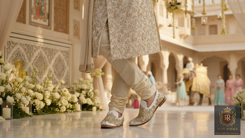 Majestic Ornate – Ivory Suede Maharaja Crest | Ruby Royals