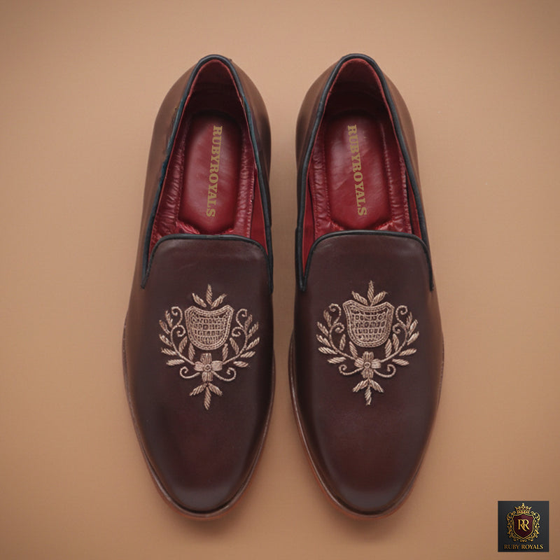 Majestic Ornate - Imperial Crest Umber brown  loafer I Ruby Royals