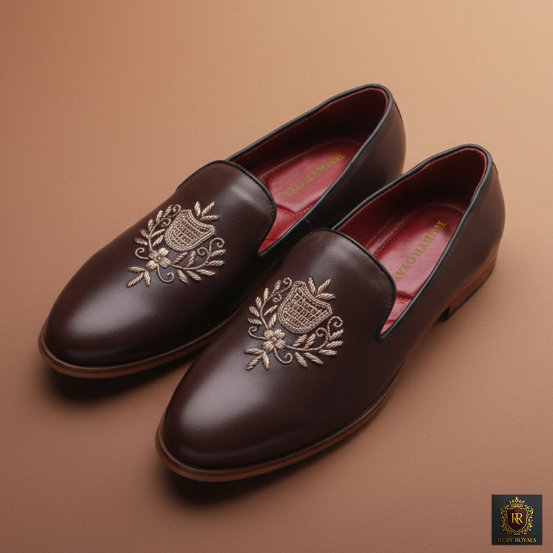 Majestic Ornate - Imperial Crest Umber brown  loafer I Ruby Royals