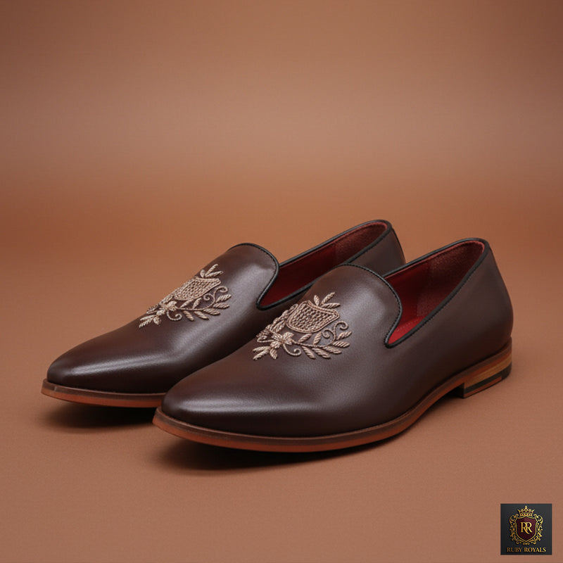 Majestic Ornate - Imperial Crest Umber brown  loafer I Ruby Royals