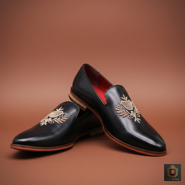 Majestic Ornate - Imperial Crest Ebony loafer I Ruby Royals