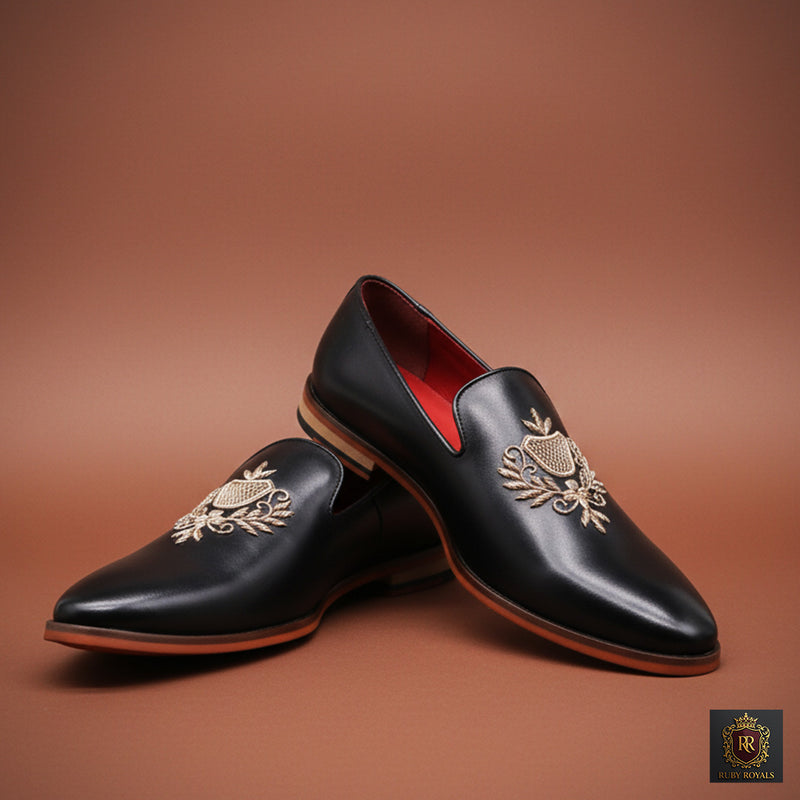 Majestic Ornate - Imperial Crest Ebony loafer I Ruby Royals