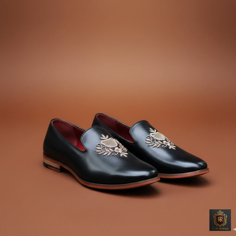 Majestic Ornate - Imperial Crest Ebony loafer I Ruby Royals