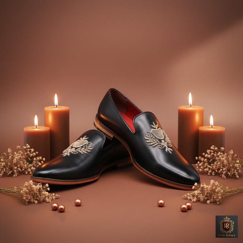 Majestic Ornate - Imperial Crest Ebony loafer I Ruby Royals